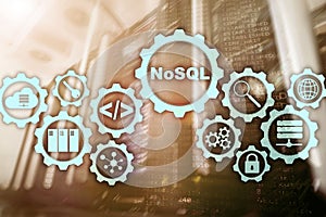 NoSQL. Structured Query Language. Database Technology Concept. Server room background.