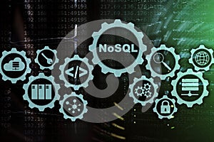 NoSQL. Structured Query Language. Database Technology Concept. Server room background.