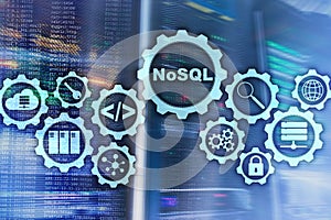NoSQL. Structured Query Language. Database Technology Concept. Server room background