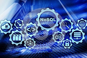 NoSQL. Structured Query Language.Database Technology Concept. Server room background