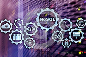 NoSQL. Structured Query Language. Database Technology Concept. Server room background.