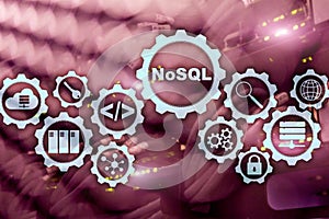 NoSQL. Structured Query Language. Database Technology Concept. Server room background