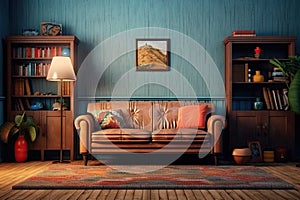 Nostalgic 1990s Room Mockup: Realistic Room in Retro Style