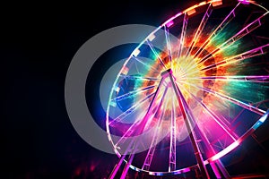 Nostalgic allure Ferris wheel lights up the night with color