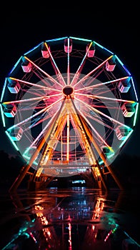 Nostalgic allure Ferris wheel lights up the night with color