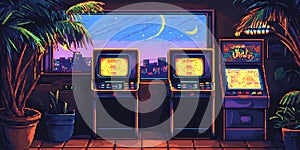 Nostalgic ArcadeStyle Retro Gaming Championship for a Competitive Classic Video Game Battle