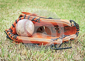 Nostalgic baseball in glove