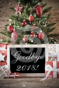 Nostalgic Christmas Tree With Goodbye 2018, Red Gifts