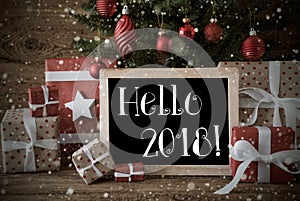 Nostalgic Christmas Tree With Hello 2018, Snowflakes