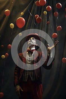 Nostalgic circus. A Clown juggling. Generative AI