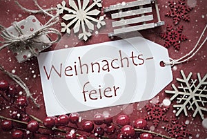 Nostalgic Decoration, Label With Weihnachtsfeier Means Christmas Party