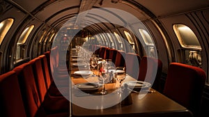 Nostalgic Elegance - The Empty Dining Room of the Hindenburg Blimp