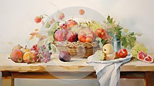 Nostalgic Fruit Painting: Uhd Image In The Style Of Oleg Shuplyak And Willem Haenraets