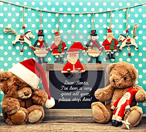 Nostalgic home christmas decoration with antique toys