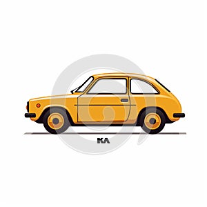 Nostalgic Minimalism: The Iconic Ka Car In Colorized Style