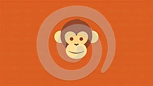 Nostalgic Minimalist Monkey Logo On Orange Background photo