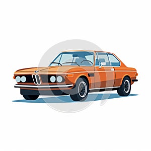 Nostalgic Realism: Iconic Orange Bmw Car Vector Illustration