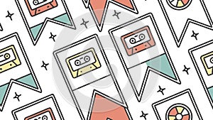 Nostalgic Retro Audio Elements Pattern for Music and Tech, vector design Generative AI