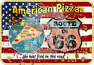 nostalgic route 66 pizza sign, photo