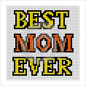 Nostalgic typographic pixelart Moms illustration