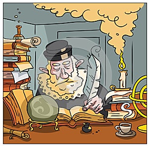 Nostradamus writing the future