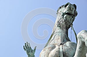 Nostrils and front part of bronze statue of horse