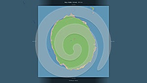 Nosy Komba Island, Madagascar, highlighted and labelled. Topo standard photo