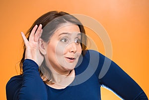 Nosy woman listening to someone's conversation