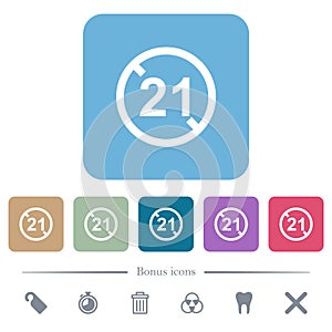 Not allowed under 21 flat icons on color rounded square backgrounds