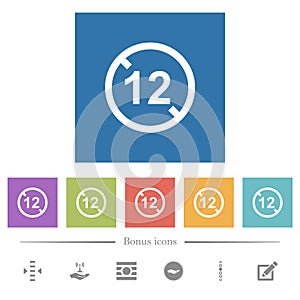Not allowed under 12 flat white icons in square backgrounds