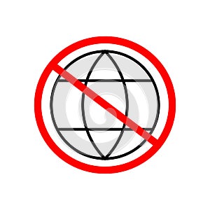 Not connected to web, not connected to internet, no internet Icon in trendy flat style, globe icon. Not Connected to Internet