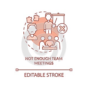 Not enough team meetings terracotta concept icon