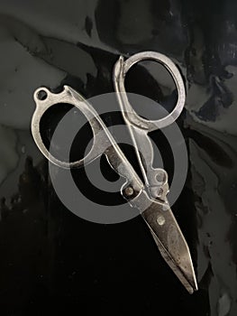 Not focussed abstract background of scissors photo