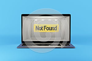 Not Found - text on the computer screen. 3d rendering