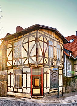 Not renovated historic half-timbered house in the old town of Wernigerode. Germany