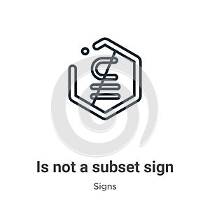Is not a subset sign outline vector icon. Thin line black is not a subset sign icon, flat vector simple element illustration from