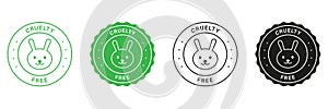 Not Tested On Animal Stamp Set. Cruelty-Free Green and Black Label. Natural Cosmetic Makeup Beauty Product Sticker