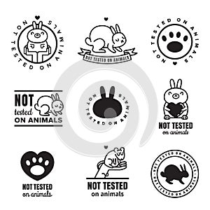 Not tested on animals cute black icons. Can be used as logos and stickers. photo