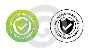 `not tested on animals` green colored vector stamp