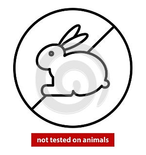 Not tested on animals. Icon. Not tested symbol. Cruelty free lab product label. Isolated Vector illustration. Editable