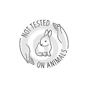 Not tested on animals thin line rabbit logo emblem