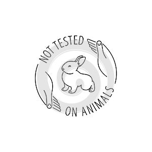 Not tested on animals thin line rabbit logo emblem