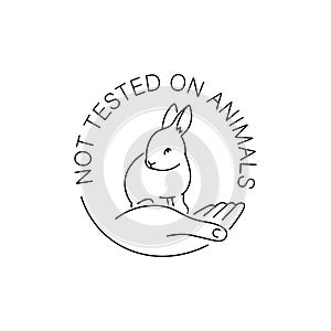 Not tested on animals thin line rabbit logo emblem