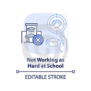 Not working as hard at school light blue concept icon