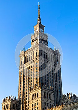 Notable Palace of Culture and Science high-rise building in Warsaw, Poland at daytime