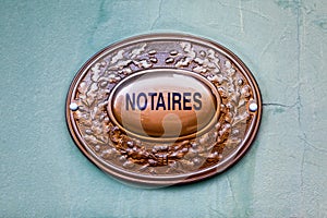 Notaire brass nameplate photo