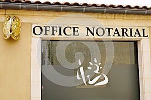 Notary french Notaire windows board sign logo entrance building office photo