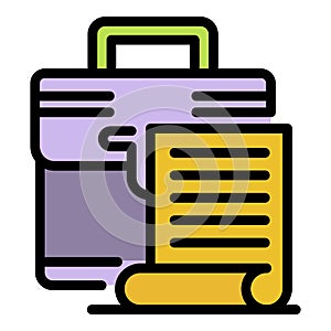 Notary leather bag icon color outline vector