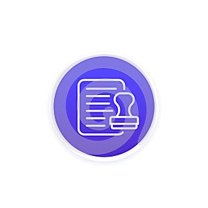notary line icon with a stamp, vector