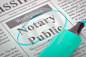 Notary Public Wanted. 3D Render.